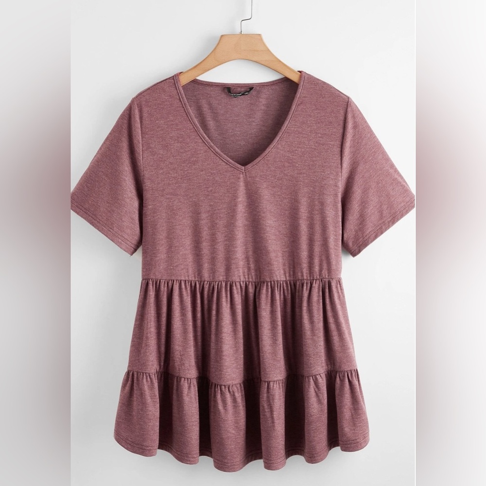 Shein Plus V-Neck Peplum Top